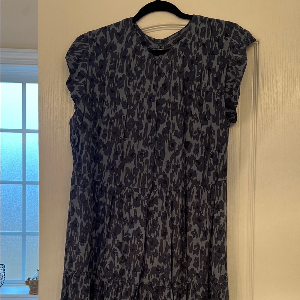 Blue cheetah/leopard Patterned ruffle Women's Dress